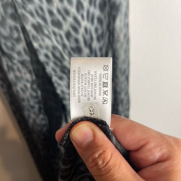 America & Beyond Sheer  Maxi Dress Swim Cover Up Animal Print XL High slit Beach - Picture 8 of 14